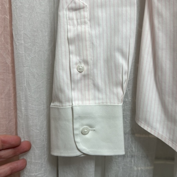 NWOT Brooks Brothers 10Fitted Non-Iron White collar& Cuffs pink stripe Item# 6B - Picture 6 of 7